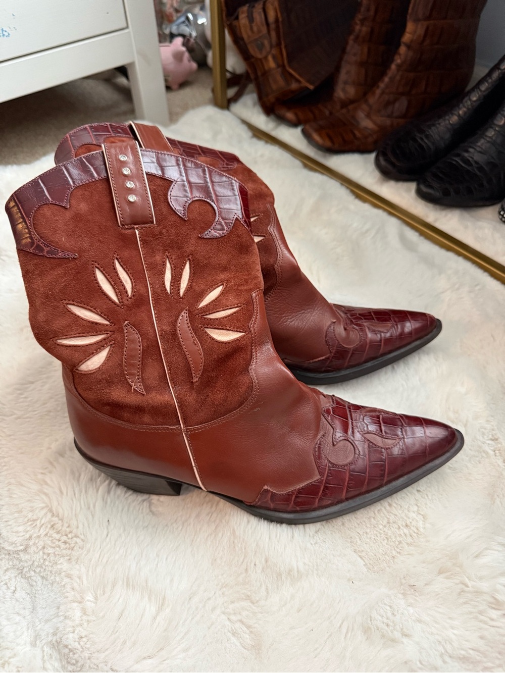 Women’s Brown Western Leather & Suede Cowboy Boots